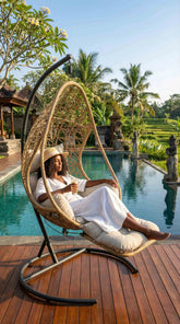 Fantastic Outdoor Hanging Basket Chair — Adjustable Footrest