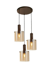 Multi-drop design pendant lamp “Sweden”, 3 bulbs