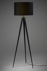 Igua Floor Lamp — Solid Wood Base with Cotton Shade