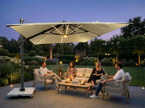 Roma Deluxe 360° Cantilever Parasol with Solar LED Lighting 