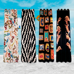 Designer shower curtain “Toiletpaper Lipstick Black”