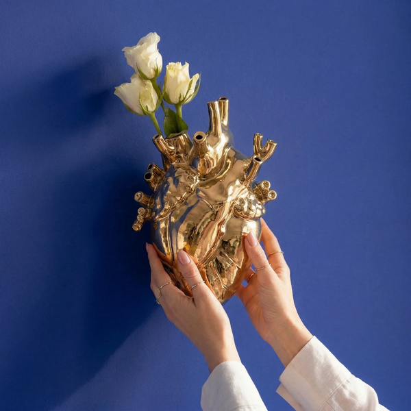 Love in Bloom Giant Vase — Sculptural Heart-Shaped Design