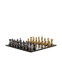 Saray Designer Chessboard — Gold & Silver Finish, 60 × 60 cm 