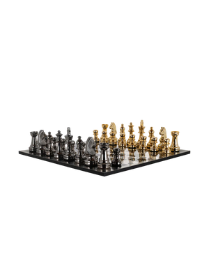 Saray Designer Chessboard — Gold & Silver Finish, 60 × 60 cm 