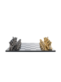 Saray Designer Chessboard — Gold & Silver Finish, 60 × 60 cm 