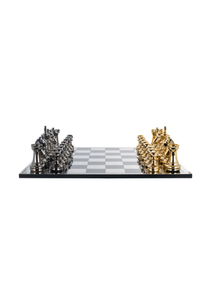 Saray Designer Chessboard — Gold & Silver Finish, 60 × 60 cm 
