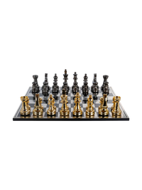 Saray Designer Chessboard — Gold & Silver Finish, 60 × 60 cm 