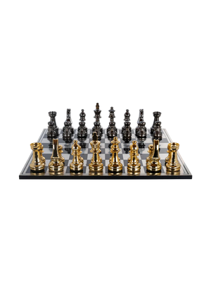 Saray Designer Chessboard — Gold & Silver Finish, 60 × 60 cm 