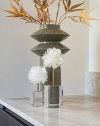 Eline Decorative Object — Flower Form in Glass & Metal 