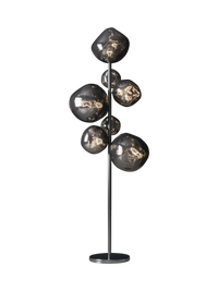 Liquid Diamond Designer Floor Lamp — Smoke-Grey Glass Spheres 