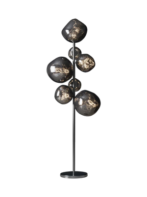 Liquid Diamond Designer Floor Lamp — Smoke-Grey Glass Spheres 