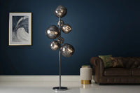 Liquid Diamond Designer Floor Lamp — Smoke-Grey Glass Spheres 
