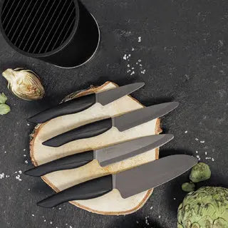 Premium soft-touch knife block including four "SHIN" professional knives