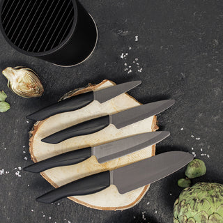 Premium soft-touch knife block including four 