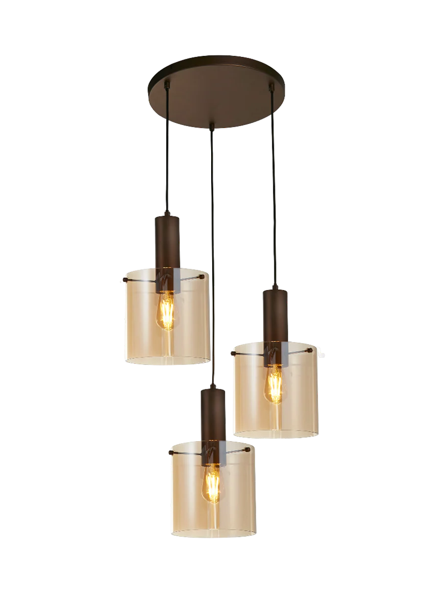 Multi-drop design pendant lamp “Sweden”, 3 bulbs