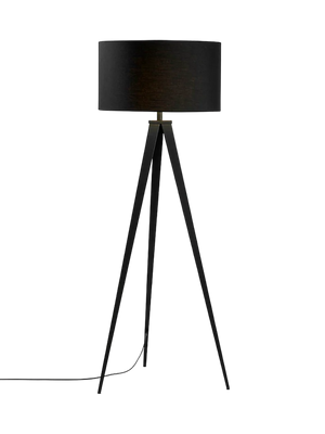 Igua Floor Lamp — Solid Wood Base with Cotton Shade 