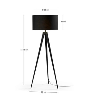 Igua Floor Lamp — Solid Wood Base with Cotton Shade 