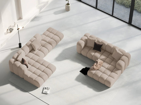 Clotilde 4-Seater Corner Sofa with Ottoman — Chenille or Velvet