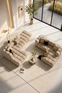 Clotilde 4-Seater Corner Sofa with Ottoman - Chenille or Velvet 