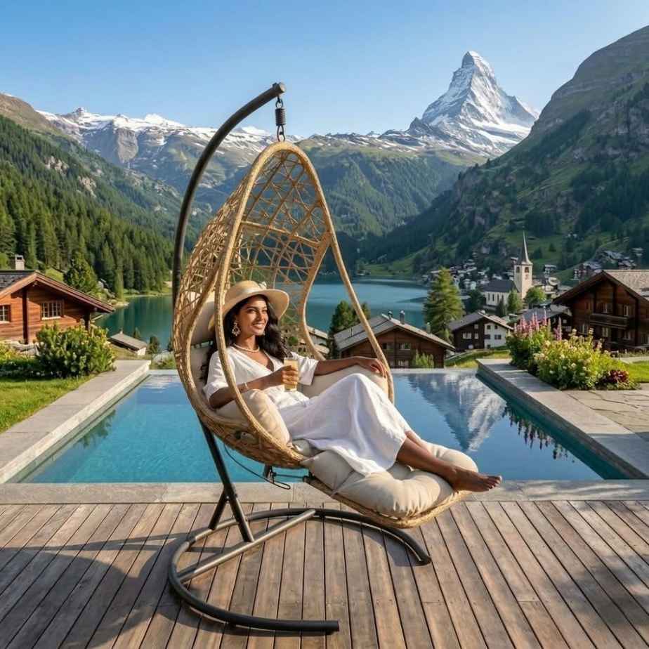 Fantastic Outdoor Hanging Basket Chair - Adjustable Footrest