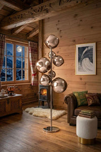 Liquid Diamond Designer Floor Lamp — Smoke-Grey Glass Spheres 