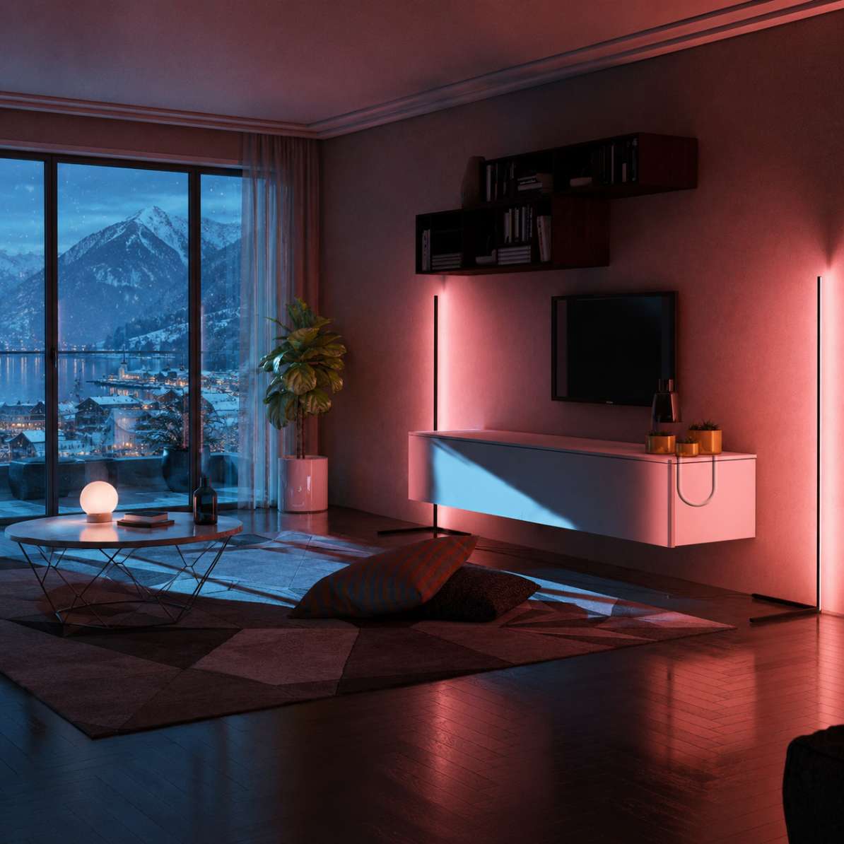 MODERN STYLED LED CORNER FLOOR LAMP - SWISS SUSTAIN 