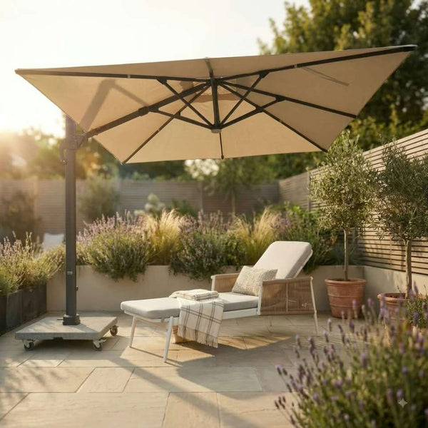 Roma Deluxe 360° Cantilever Parasol with Solar LED Lighting