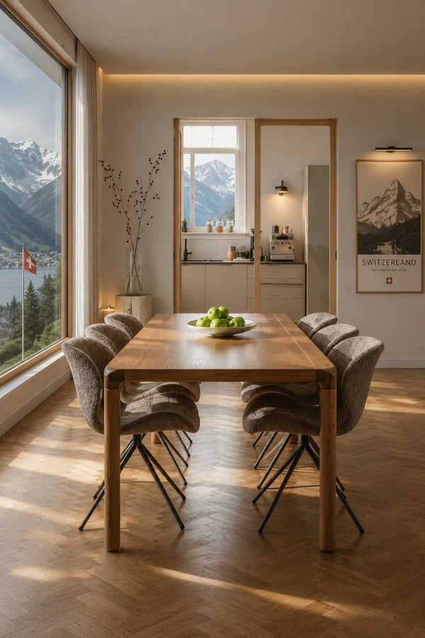 Storm Designer Dining Table - Veneered Ash Wood, Various Sizes
