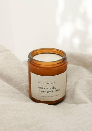 Nordic Ember - Organic Soy Wax Candle in Reusable Amber Glass Jar 
